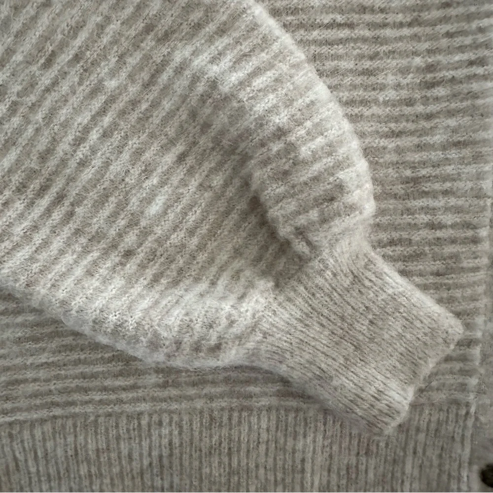 SOLD Madewell Pointelle Collar Sweater Alpaca Wool Cardigan Sweater Cream Large - Picture 7 of 8